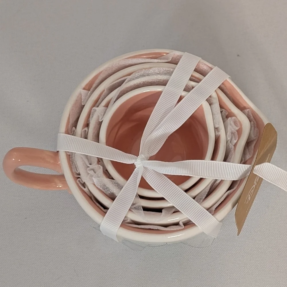 Disney Rae Dunn Tinkerbell Stacked Nesting Measuring Cups Pink Handle NWT